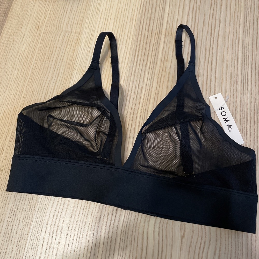 Soma Mesh Triangle Soft Bra Black Medium M Wireless Sheer Bralette